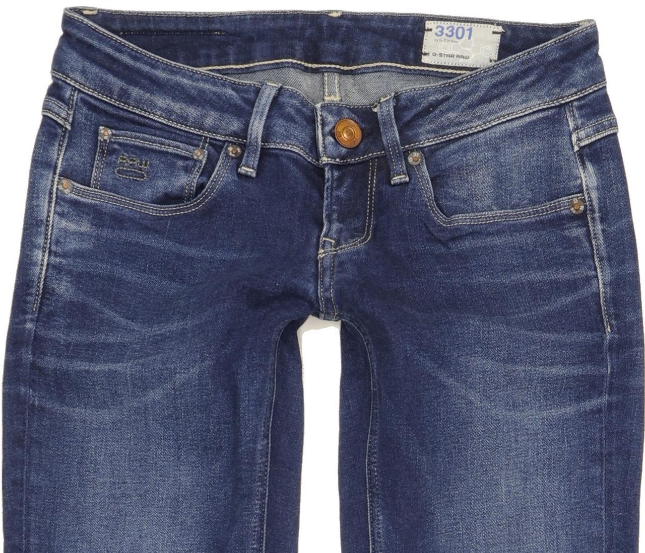 G-Star 3301 Women Blue Straight Slim Stretch Jeans W27 L34
