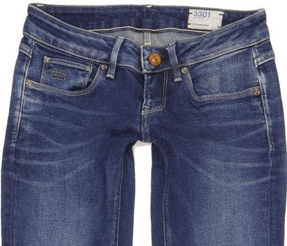 G-Star 3301 Women Blue Straight Slim Stretch Jeans W27 L34