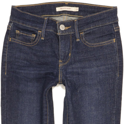 Levi's 710 Super Women Blue Skinny Slim Stretch Jeans W24 L28