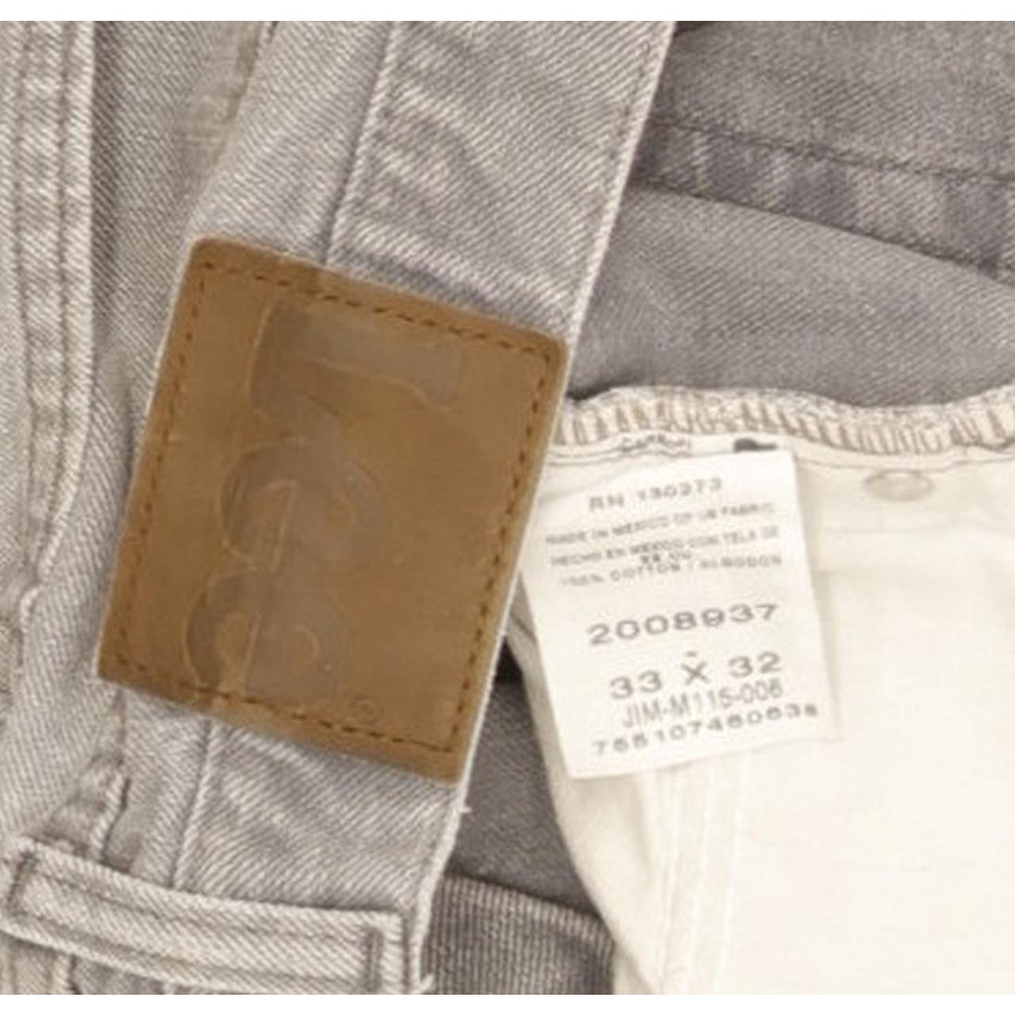 Lee Jim Men Grey Straight Regular Jeans W33 L31