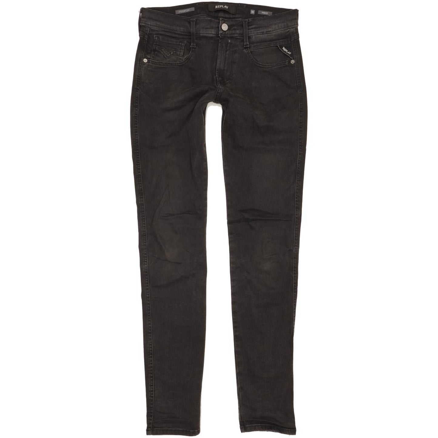 Replay Anbass Men Black Skinny Slim Stretch Jeans W30 L34