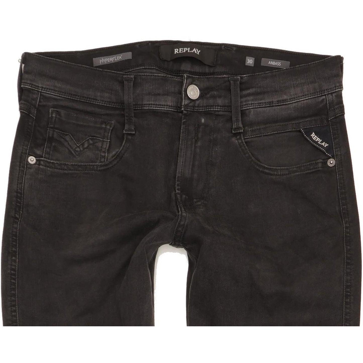 Replay Anbass Men Black Skinny Slim Stretch Jeans W30 L34