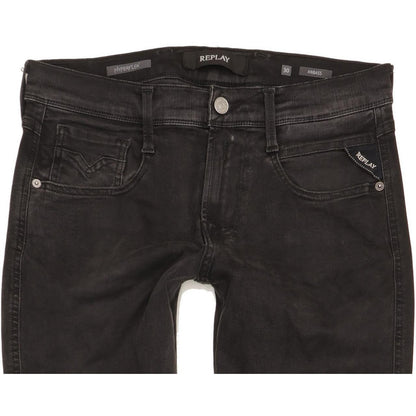 Replay Anbass Men Black Skinny Slim Stretch Jeans W30 L34
