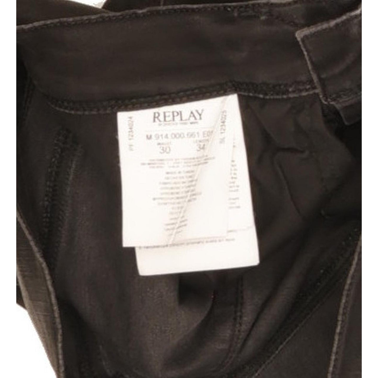 Replay Anbass Men Black Skinny Slim Stretch Jeans W30 L34