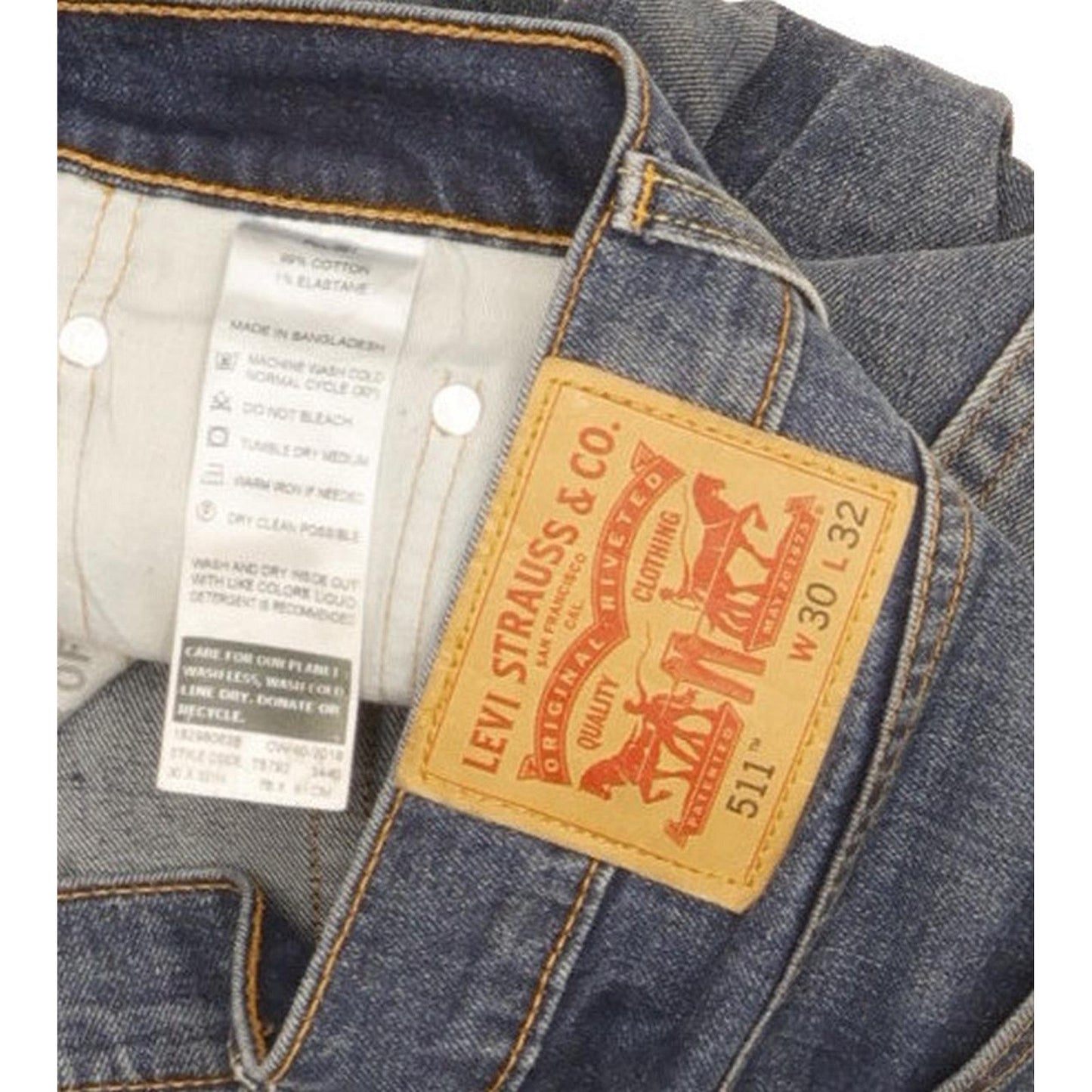 Levi's 511 Men Blue Straight Slim Stretch Jeans W30 L30