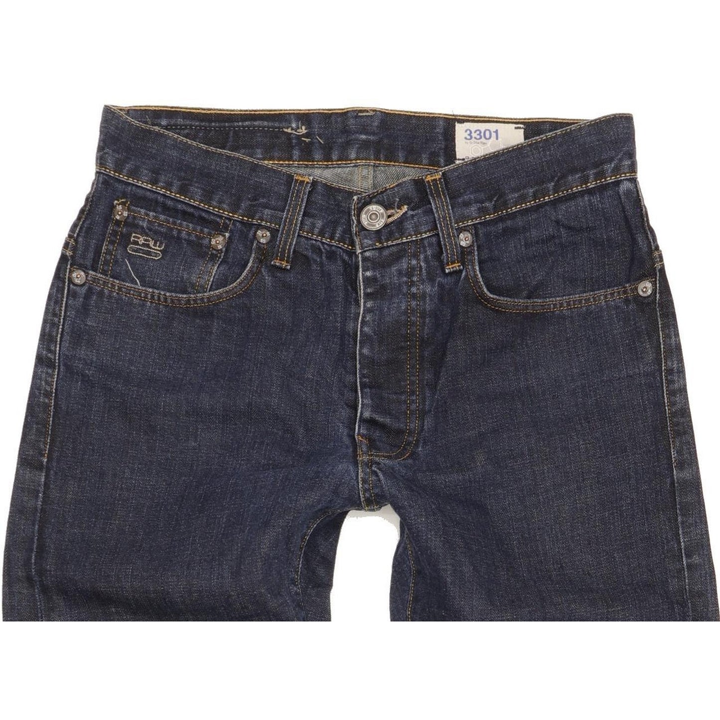G-Star 3301 Men Blue Straight Slim Stretch Jeans W28 L32