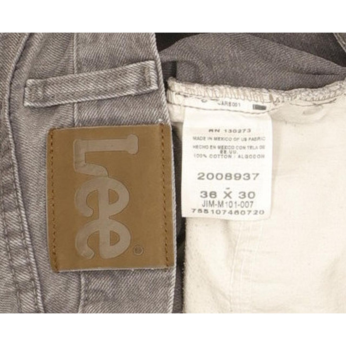 Lee Jim Men Grey Straight Regular Jeans W36 L29