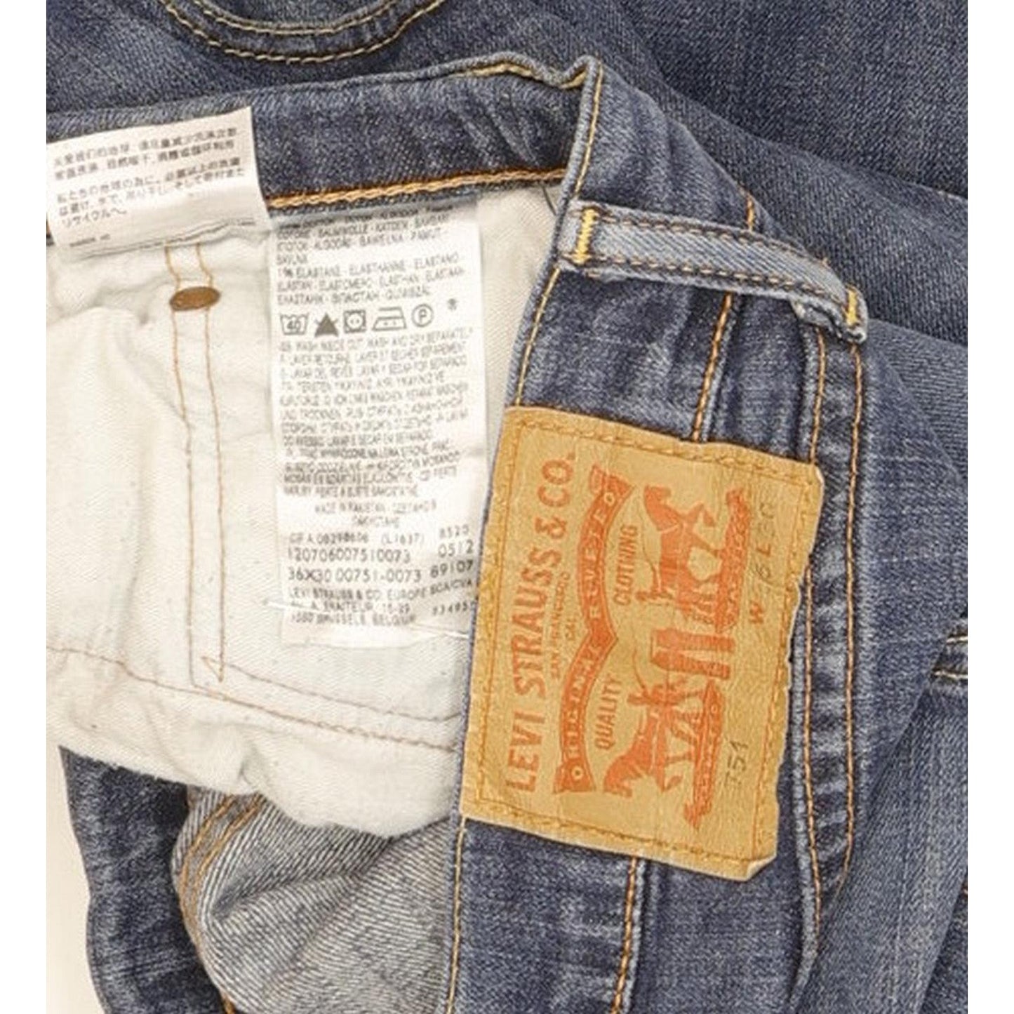 Levi's 751 Men Blue Straight Regular Stretch Jeans W36 L30