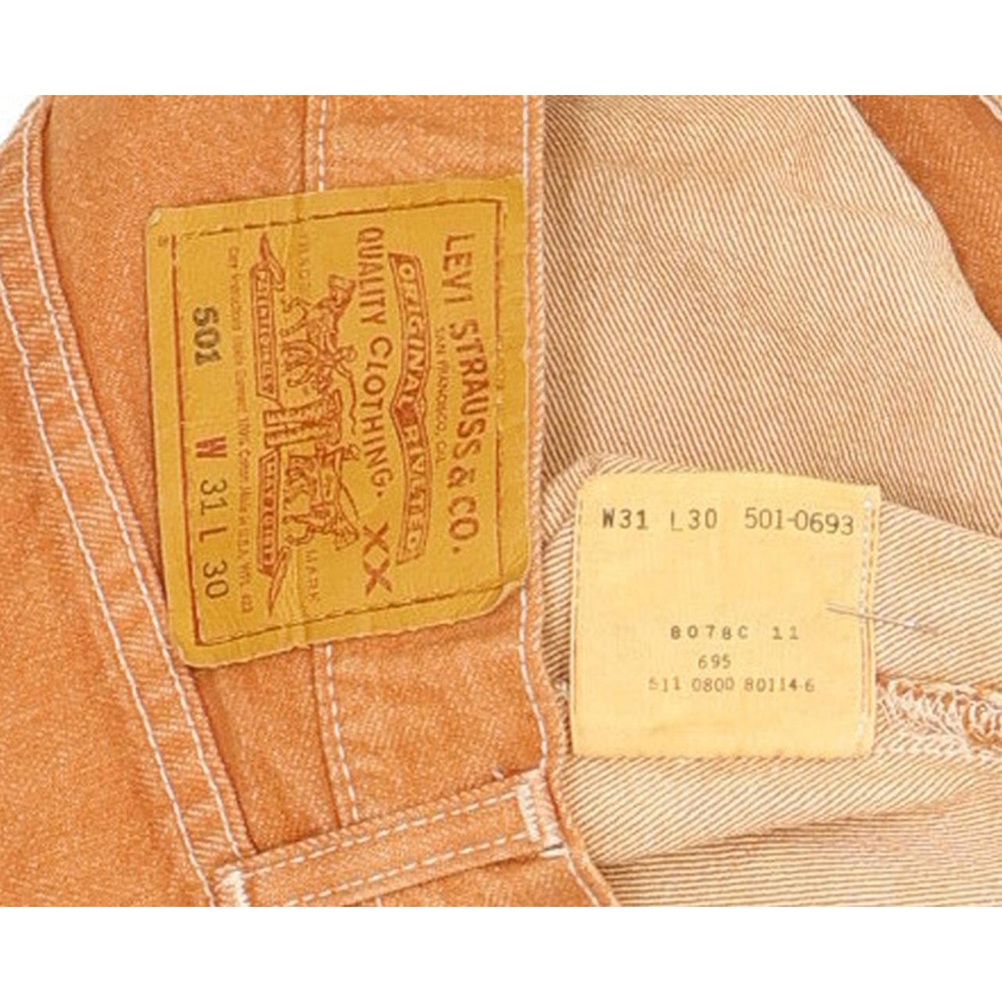 Levi's 501 Made in USA Orange Men Straight Regular Jeans W31 L30