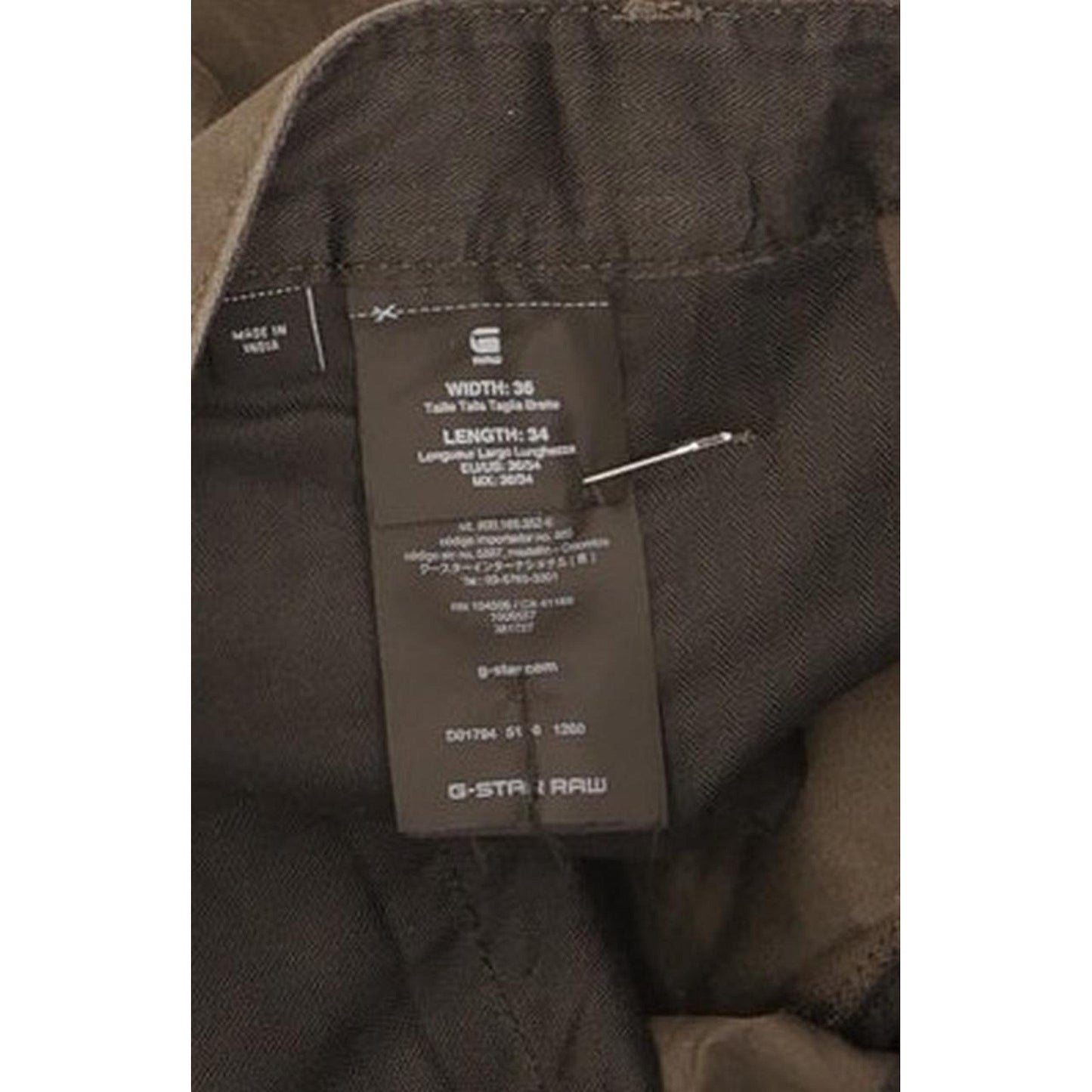 G-Star Men Khaki Straight Regular Chino Stretch Jeans W36 L31