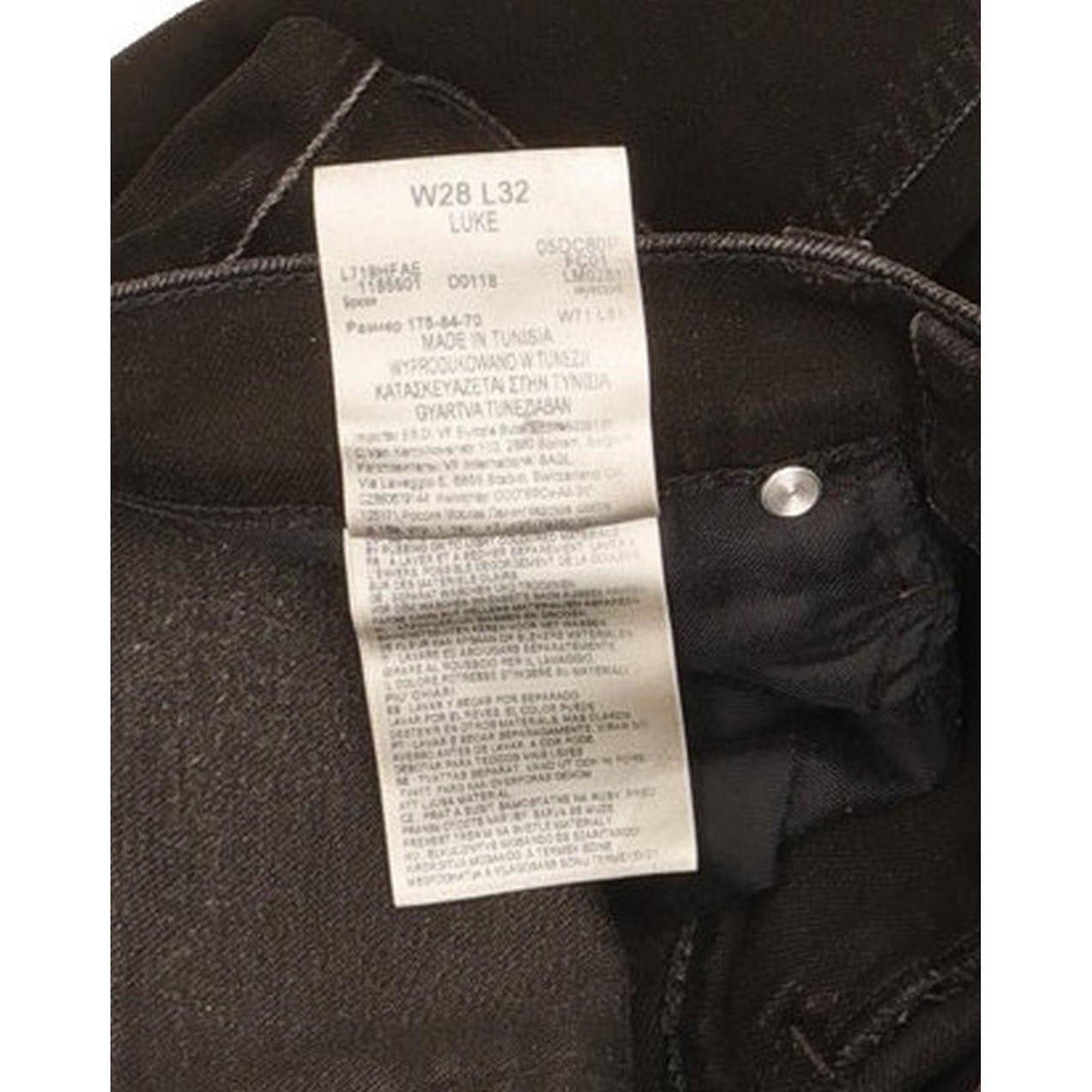 Lee Luke Men Black Skinny Slim Stretch Jeans W28 L32