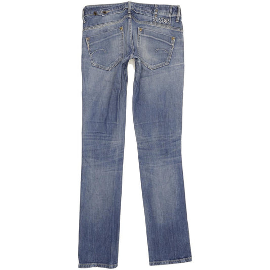 G-Star Women Blue Straight Slim Stretch Jeans W28 L35