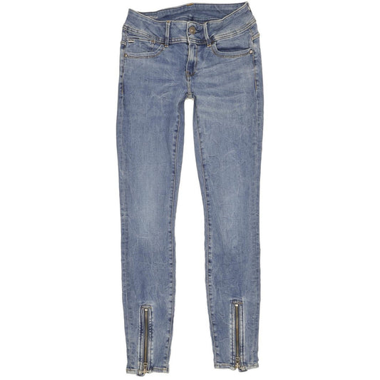 G-Star Lynn Zip Grip Women Blue Skinny Slim Stretch Jeans W24 L29