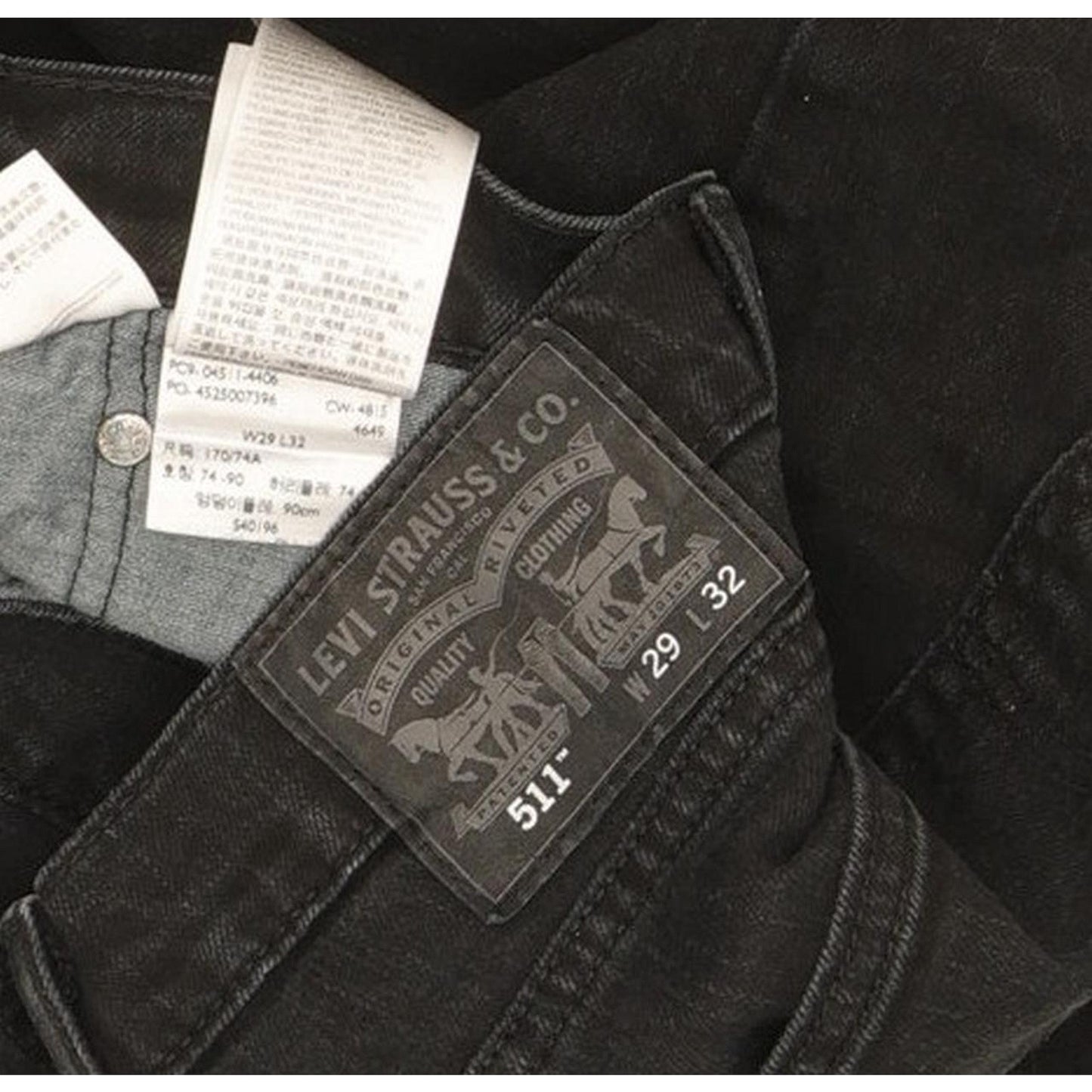 Levi's 511 Men Black Straight Slim Stretch Jeans W29 L31