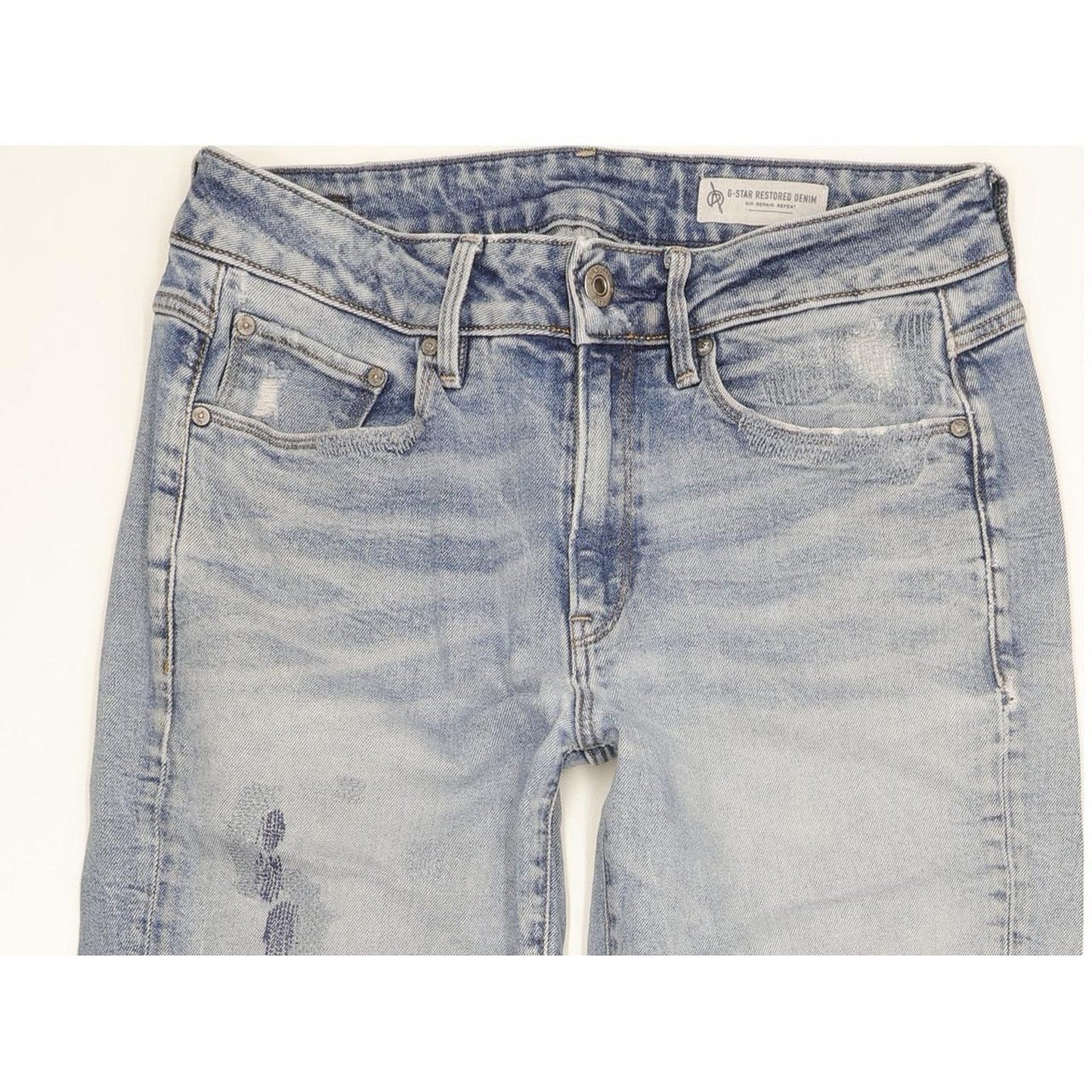 G-Star 3301 Mid Women Blue Tapered Regular Boyfriend Stretch Jeans W26 L31
