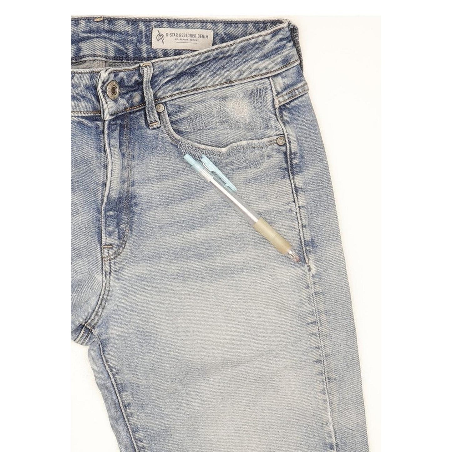 G-Star 3301 Mid Women Blue Tapered Regular Boyfriend Stretch Jeans W26 L31