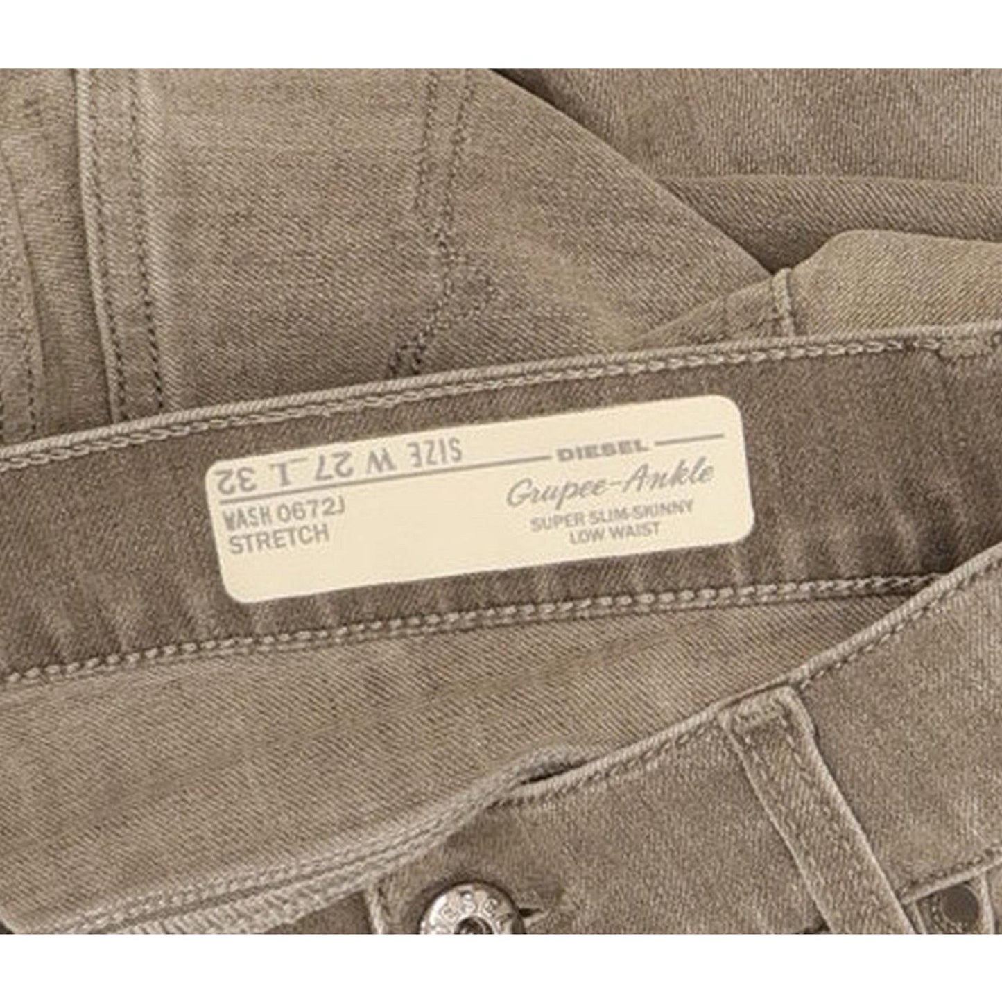 Diesel Grupee-Ankle 0672J Women Grey Skinny Slim Stretch Jeans W28 L28