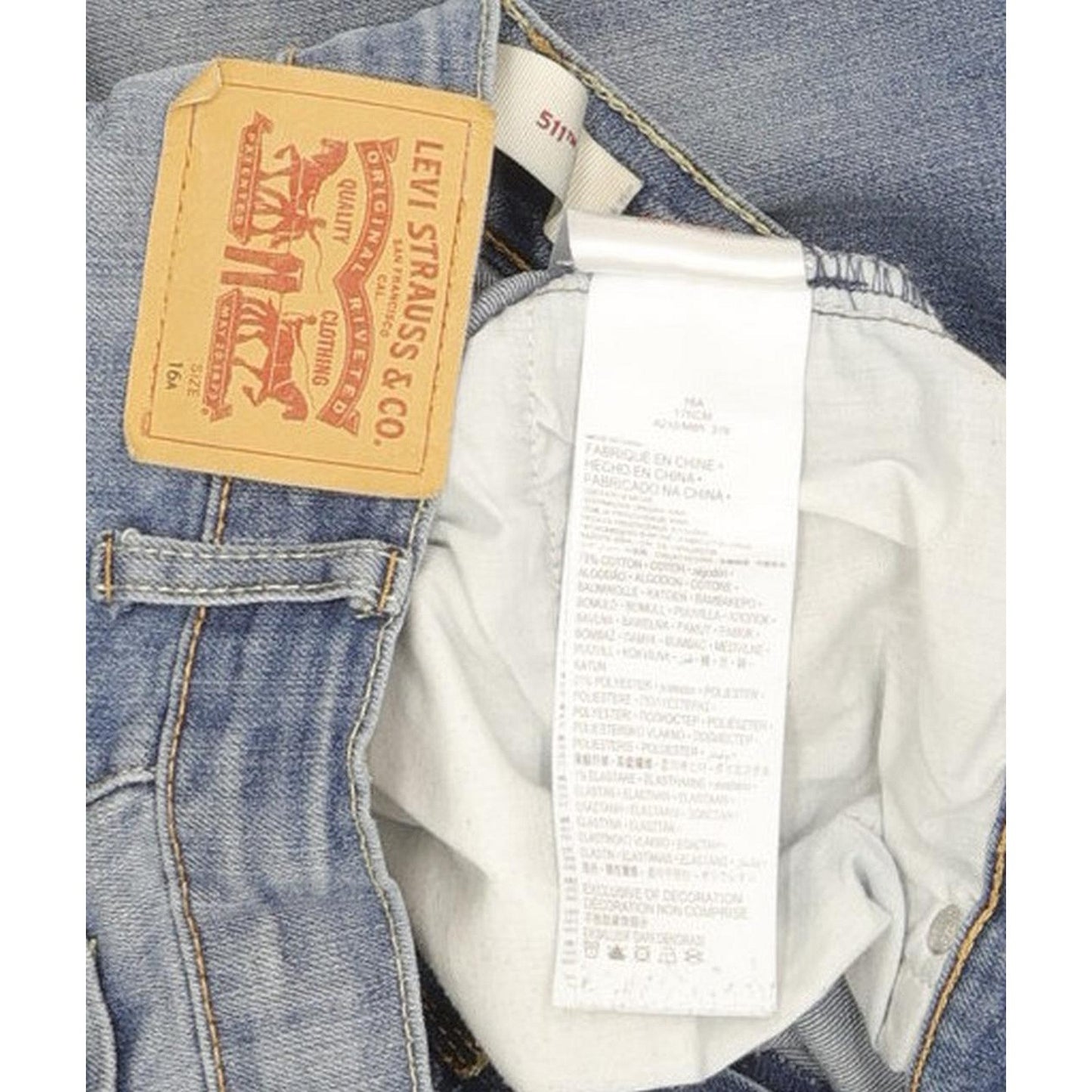 Levi's 511 Kids Blue Straight Slim Stretch Jeans W26 L30