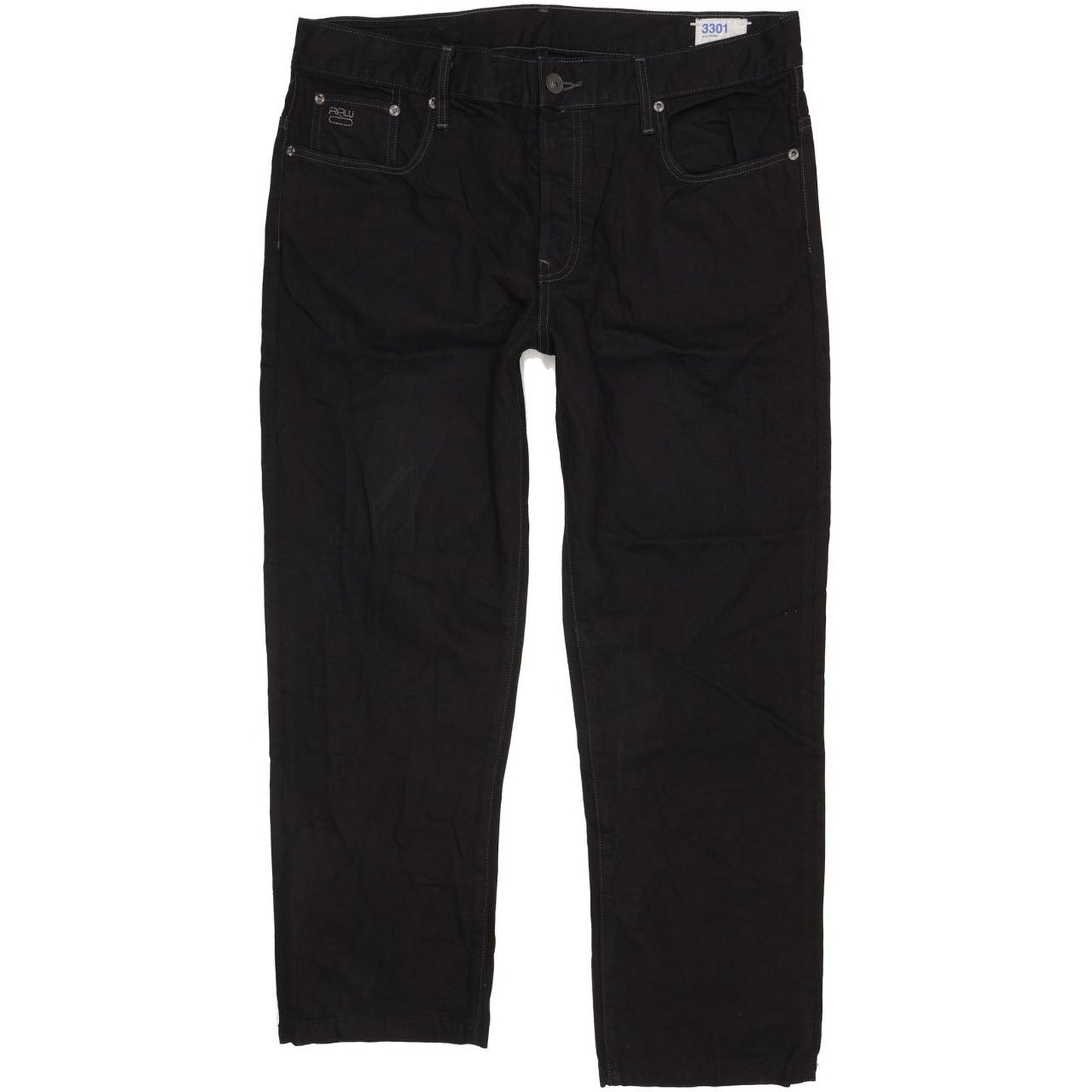 G-Star 3301 Irregular Men Black Straight Regular Jeans W38 L28