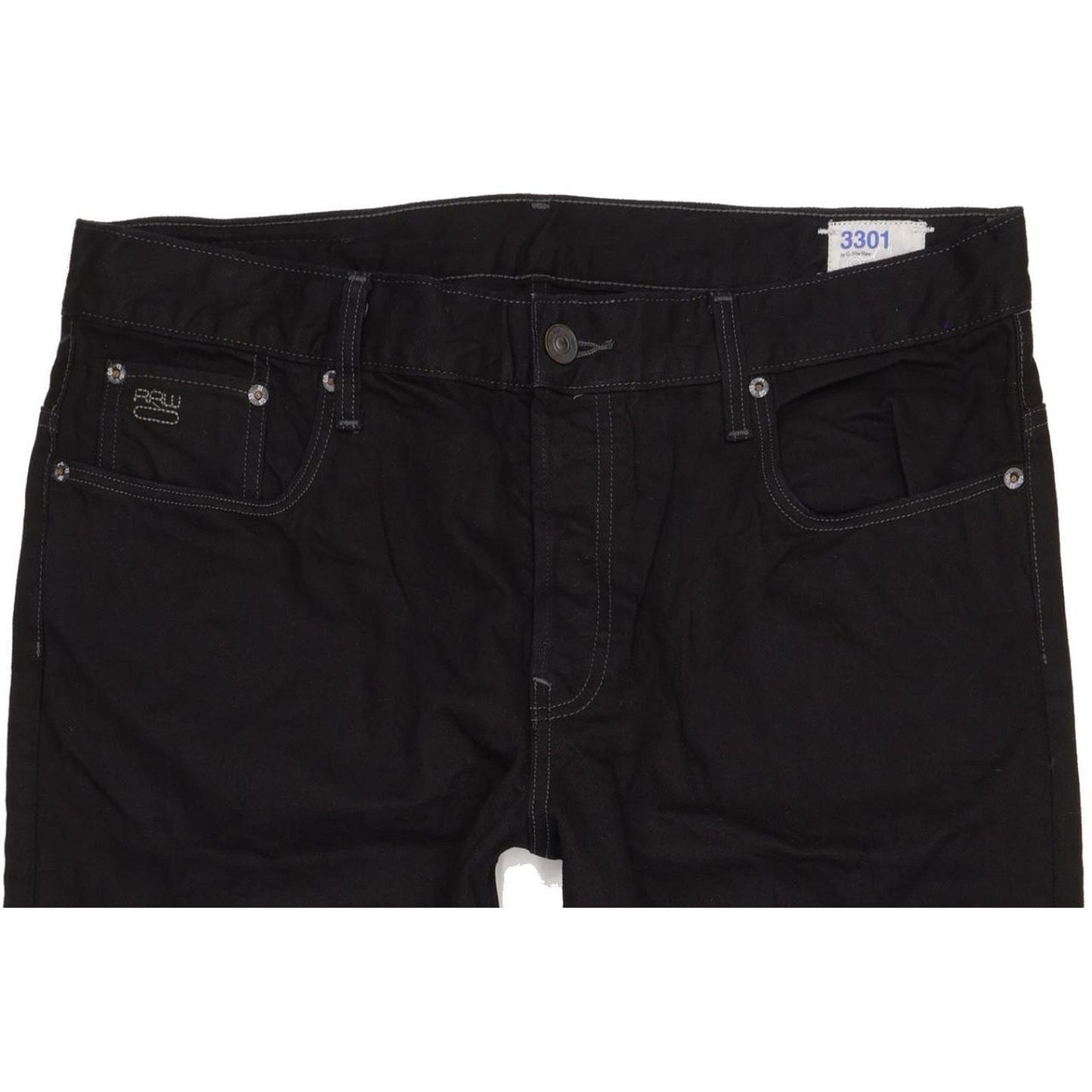G-Star 3301 Irregular Men Black Straight Regular Jeans W38 L28