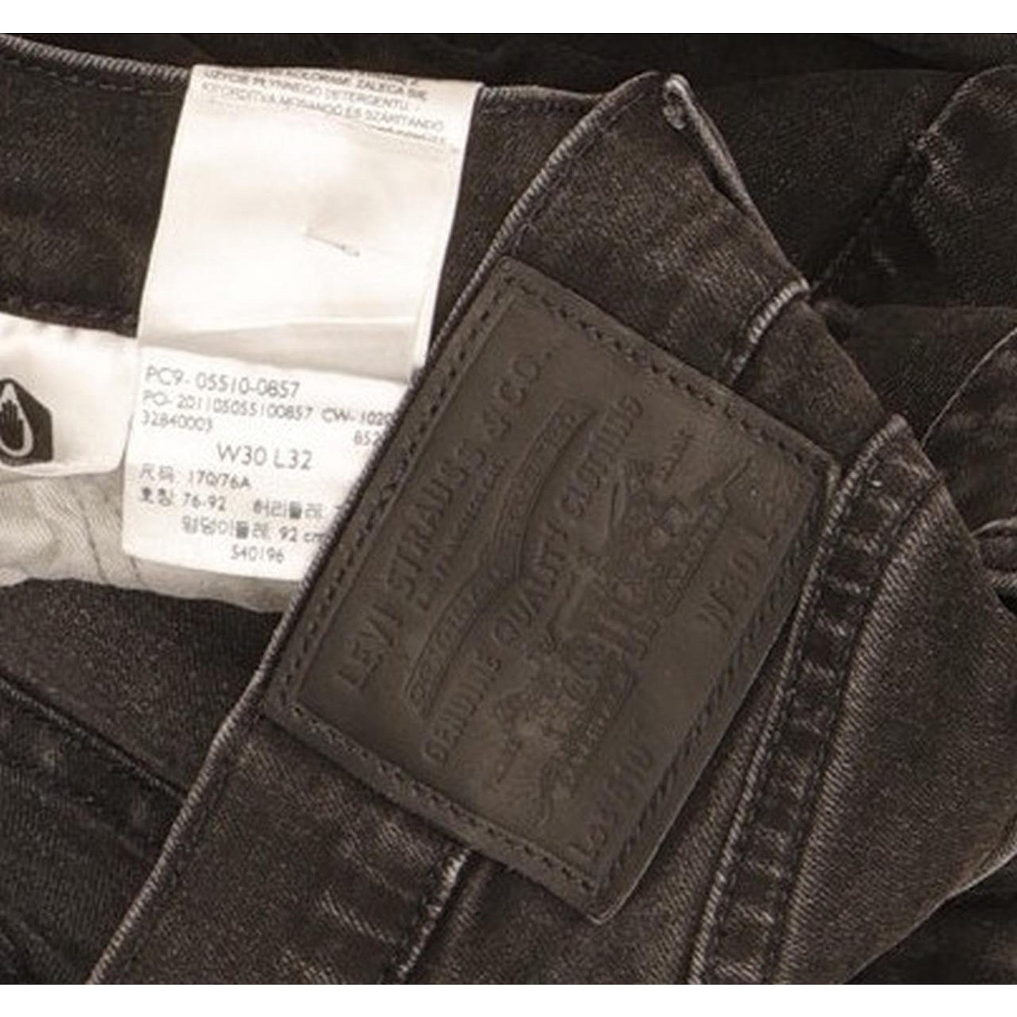 Levi's 510 Men Black Skinny Slim Stretch Jeans W30 L30