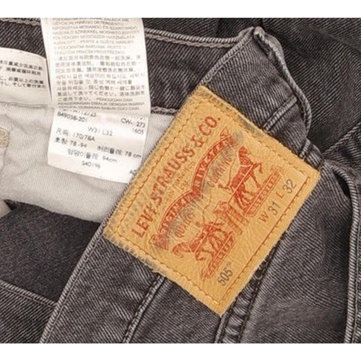 Levi's 505 Men Grey Straight Regular Stretch Jeans W31 L32
