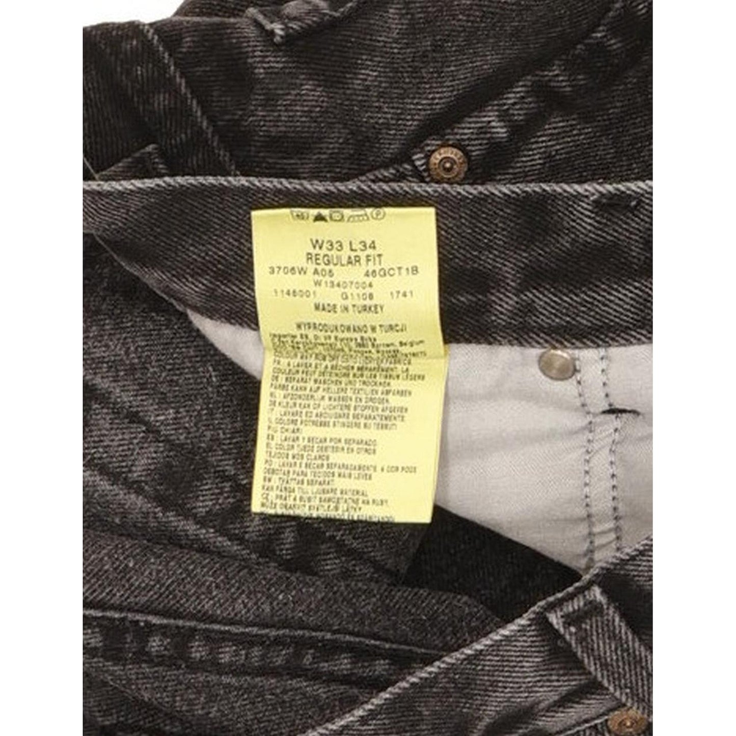Wrangler Men Charcoal Straight Regular Jeans W33 L32