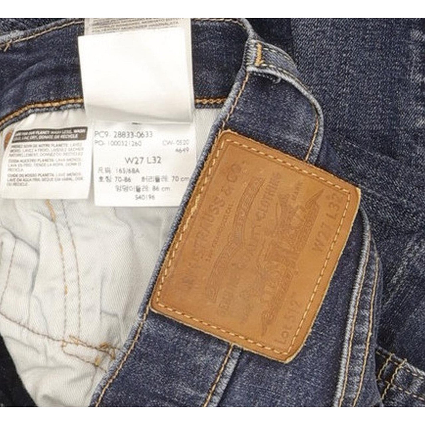 Levi's 512 Men Blue Tapered Slim Stretch Jeans W27 L29
