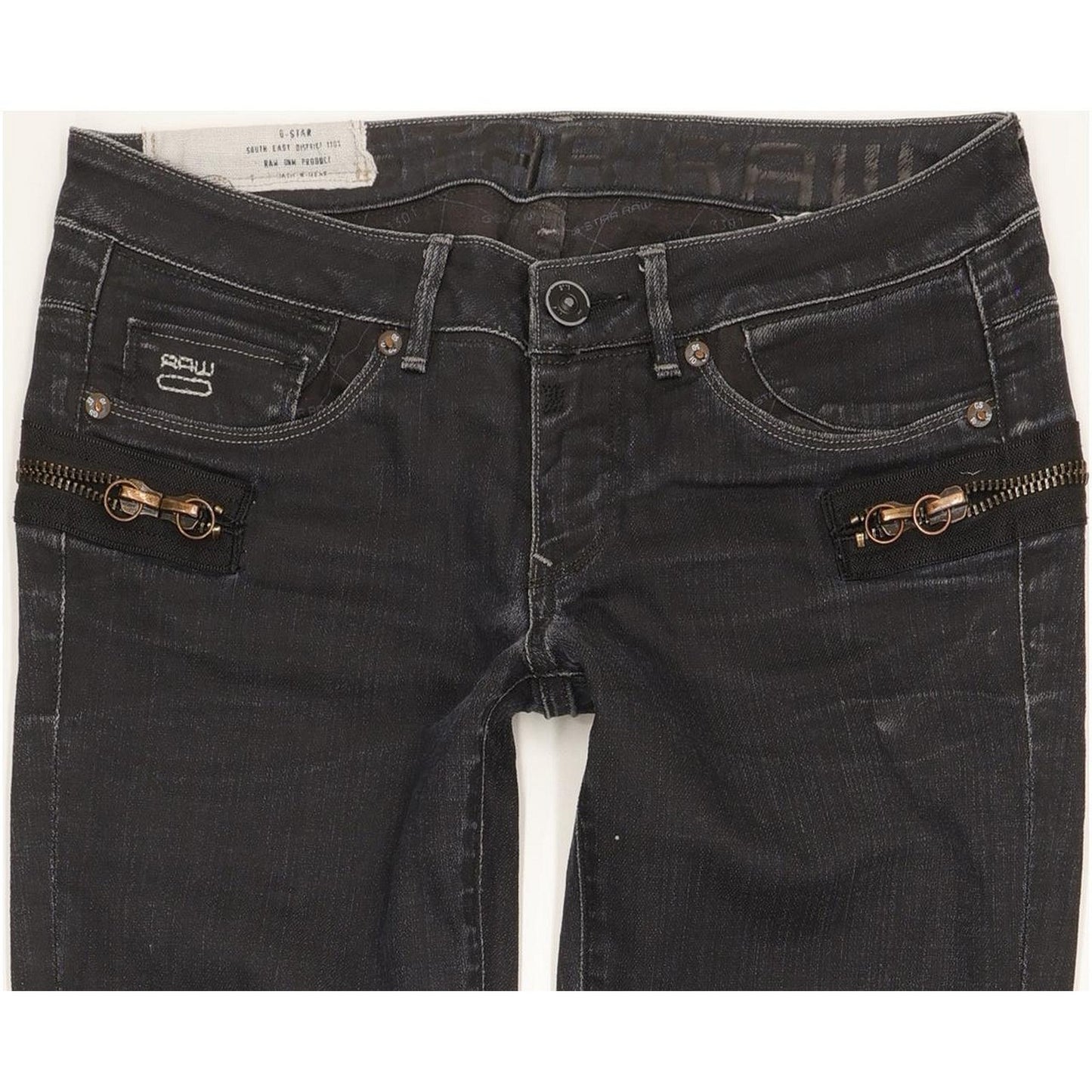 G-Star 3301 Plus Sudden Women Black Straight Slim Stretch Jeans W28 L32