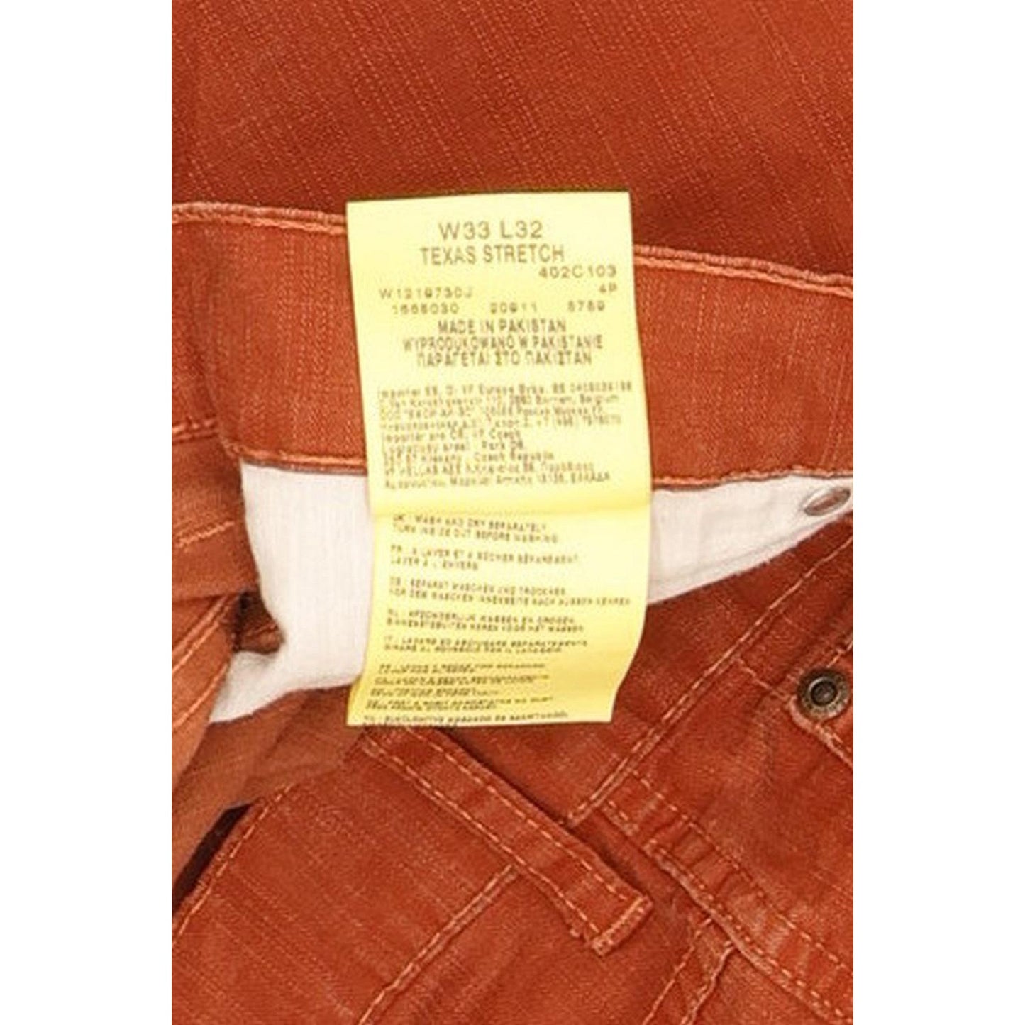 Wrangler Texas Men Red Straight Regular Stretch Jeans W33 L32