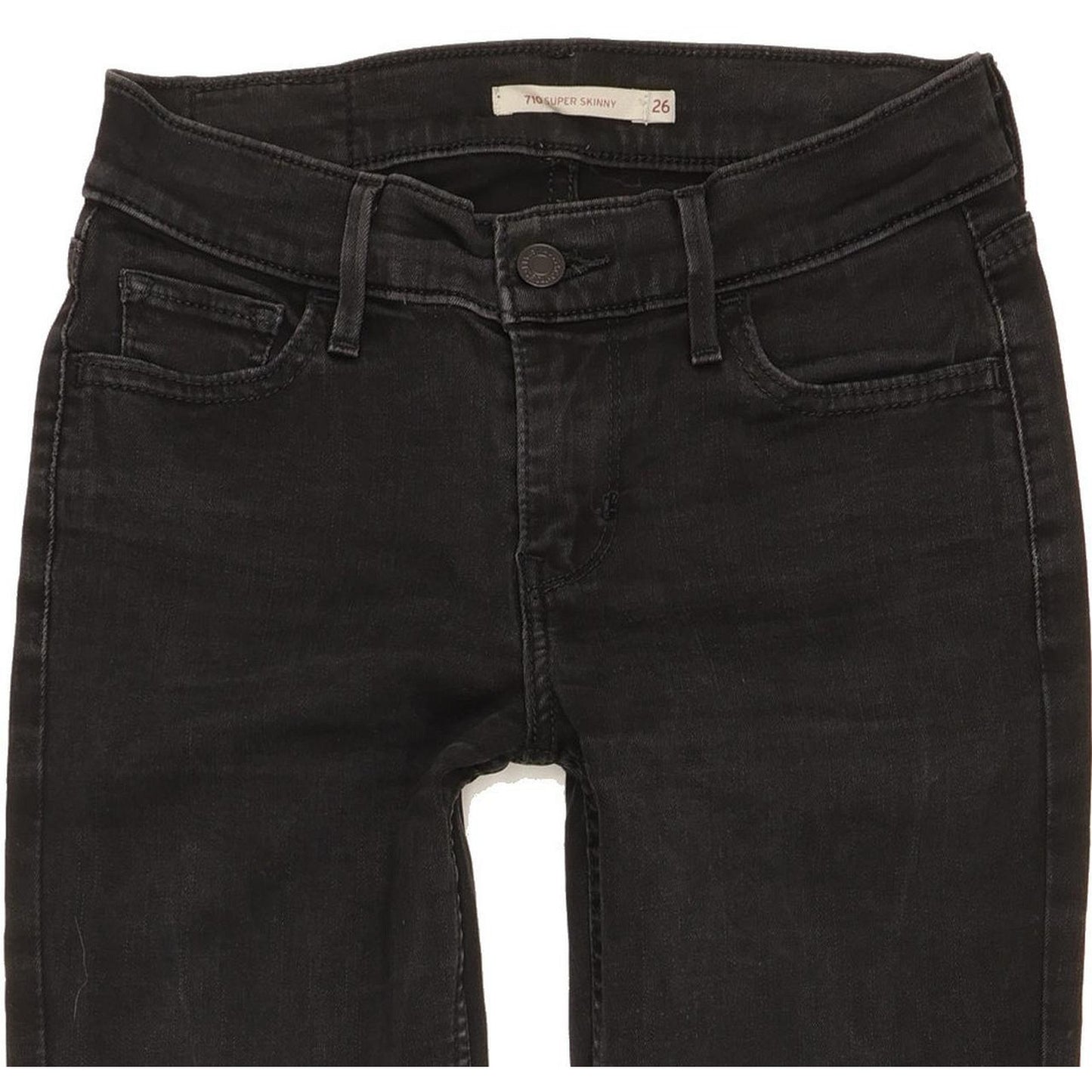 Levi's 710 Super Women Black Skinny Slim Stretch Jeans W26 L32