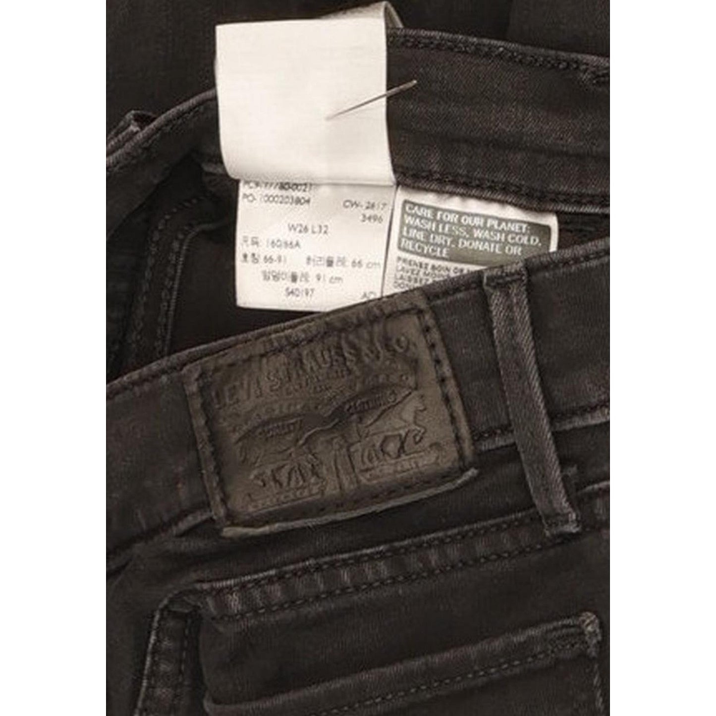 Levi's 710 Super Women Black Skinny Slim Stretch Jeans W26 L32