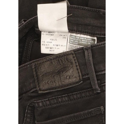 Levi's 710 Super Women Black Skinny Slim Stretch Jeans W26 L32