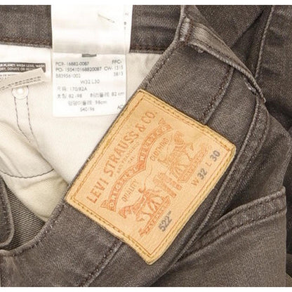Levi's 522 Men Grey Tapered Slim Stretch Jeans W33 L27