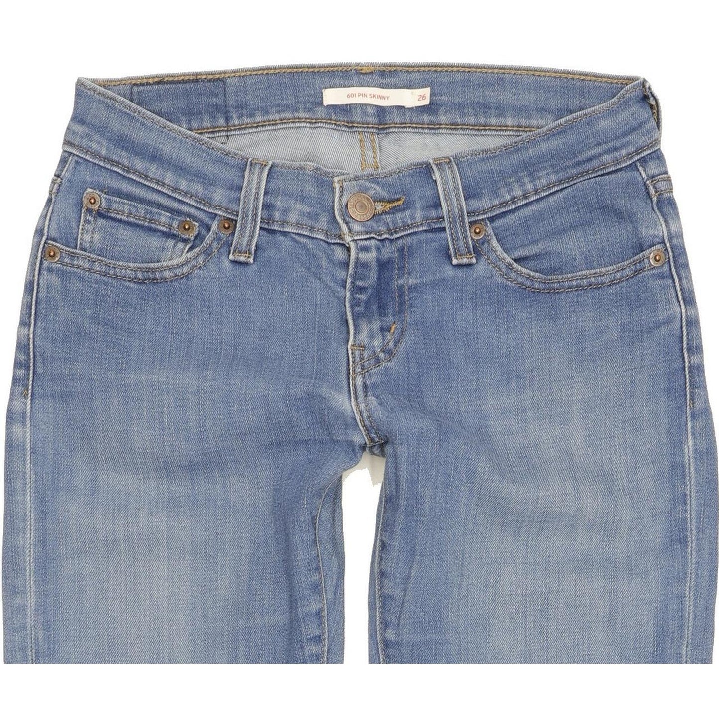 Levi's 601 Pin Women Blue Skinny Slim Stretch Jeans W26 L29
