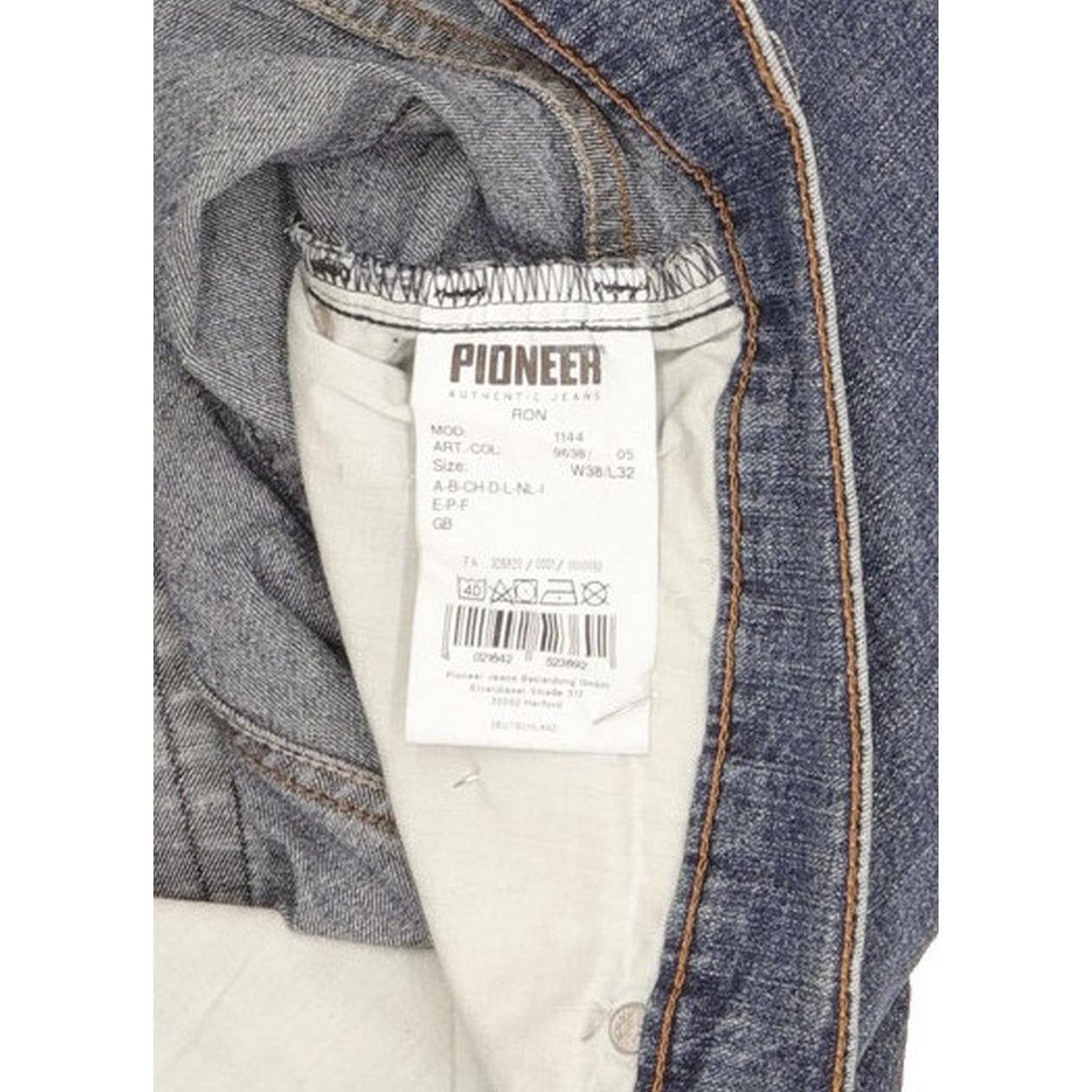 Pioneer Ron Men Blue Straight Regular Stretch Jeans W38 L32
