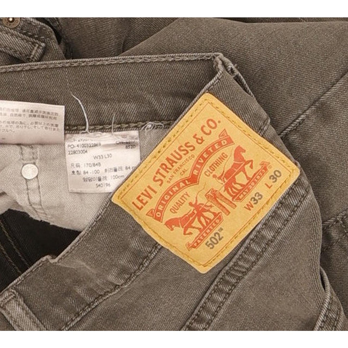 Levi's 502 Men Grey Tapered Regular Stretch Jeans W33 L29