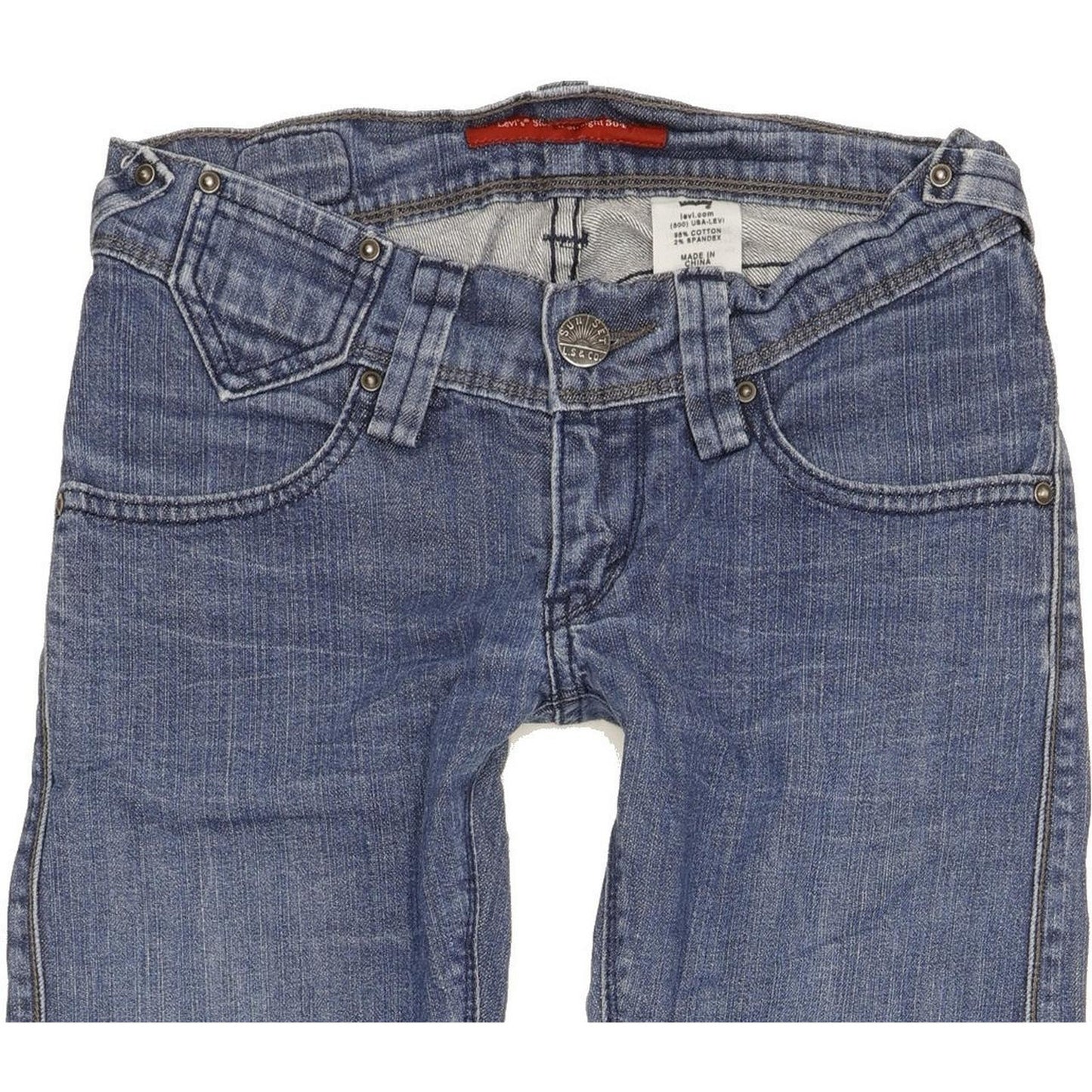 Levi's 504 Slouch Women Blue Straight Slim Stretch Jeans W25 L30
