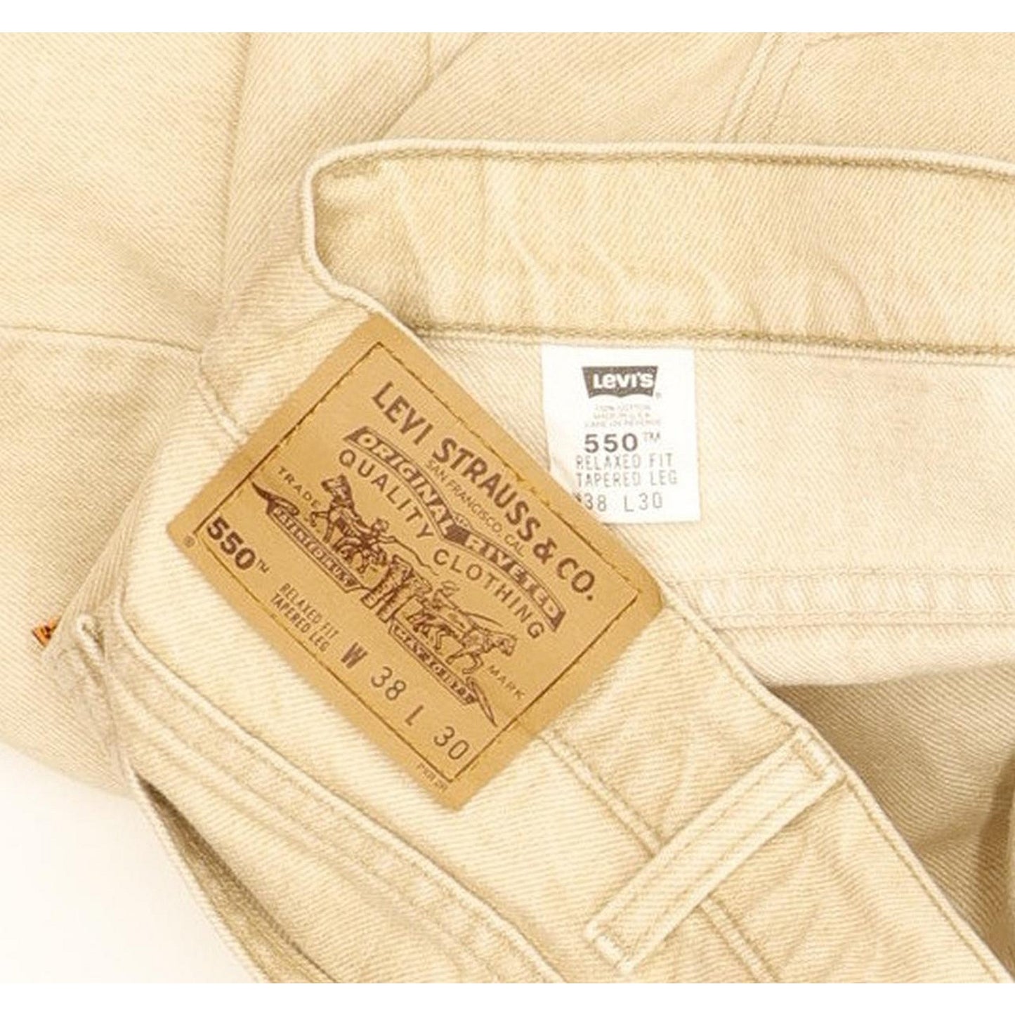 Levi's 550 Made in USA Men Beige Tapered Relaxed Jeans W38 L30