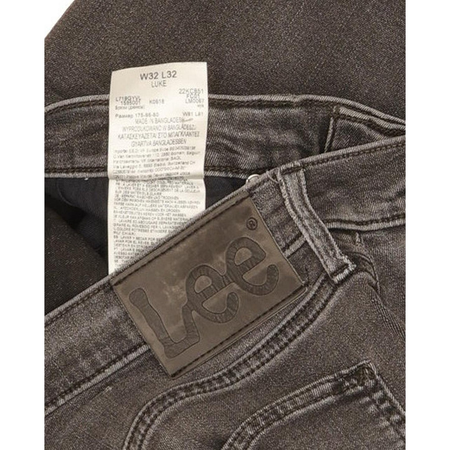Lee Luke Men Black Skinny Slim Stretch Jeans W32 L31