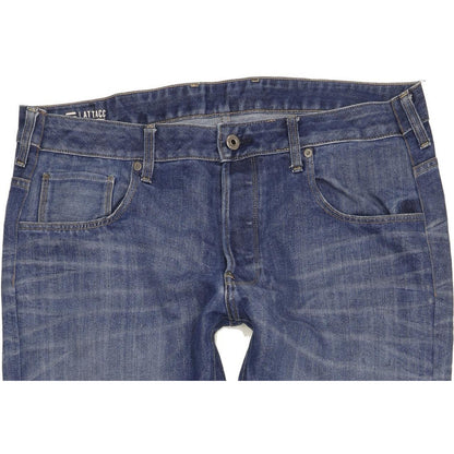 G-Star Attacc Men Blue Straight Slim Stretch Jeans W37 L31