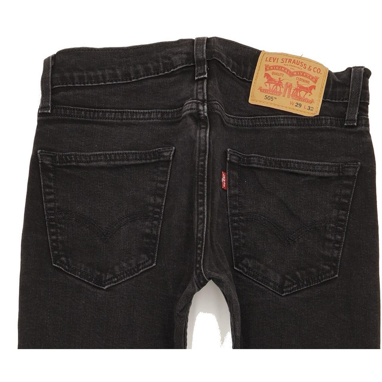 Levi's 505 Men Black Straight Regular Stretch Jeans W29 L32
