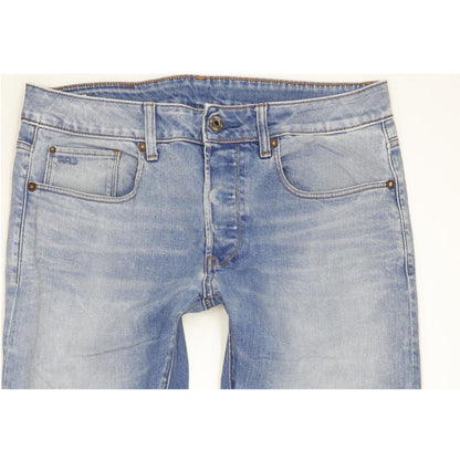 G-Star 3301 Men Blue Straight Slim Stretch Jeans W30 L32