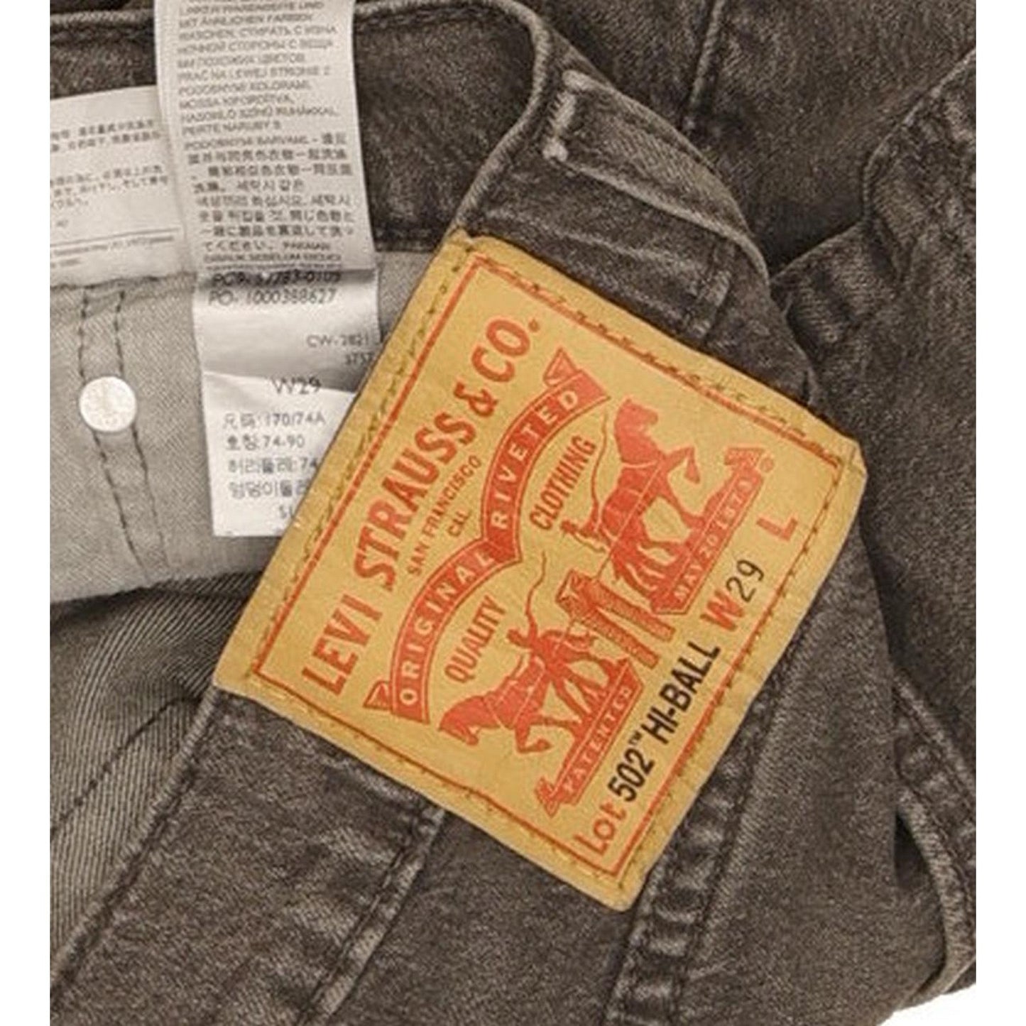 Levi's 502 Men Charcoal Tapered Regular Stretch Jeans W29 L29