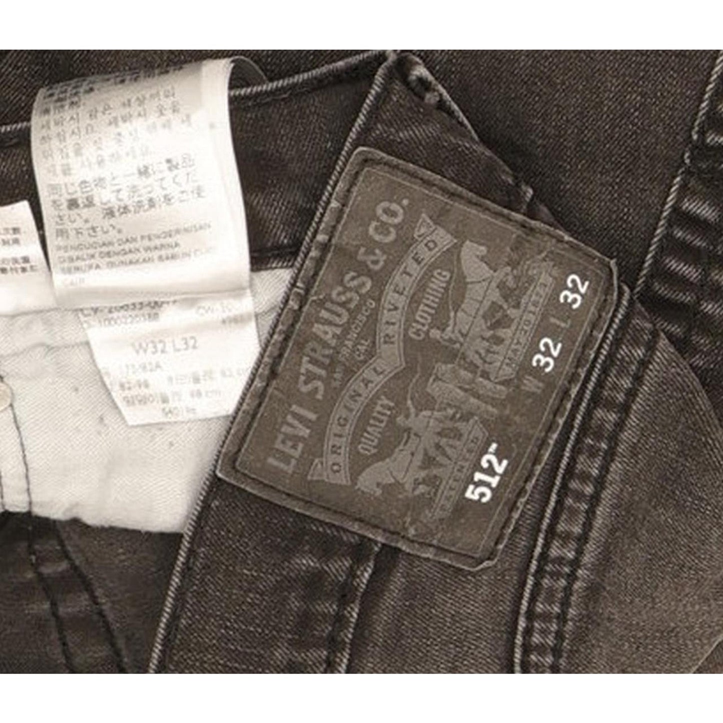 Levi's 512 Men Black Tapered Slim Stretch Jeans W32 L29