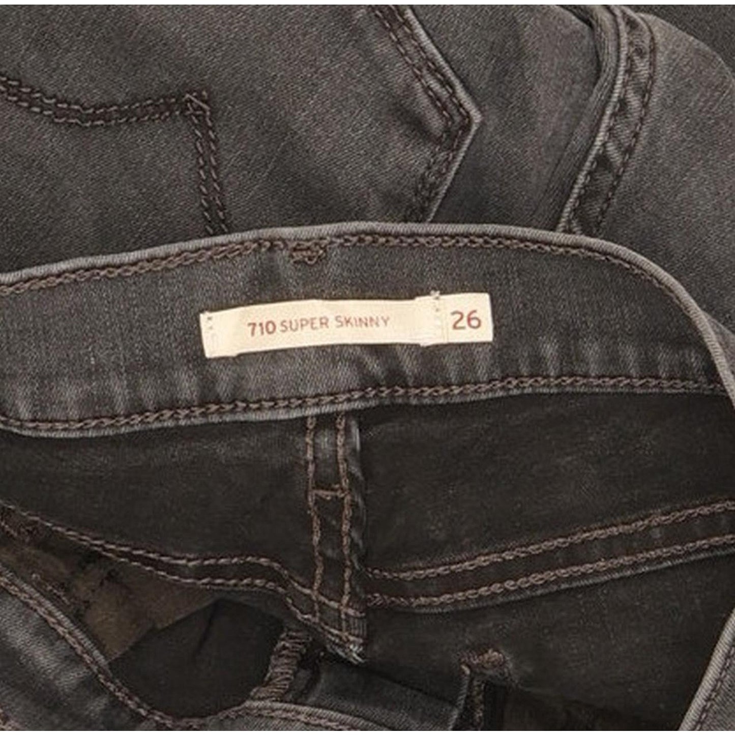 Levi's 710 Super Women Grey Skinny Slim Stretch Jeans W26 L29