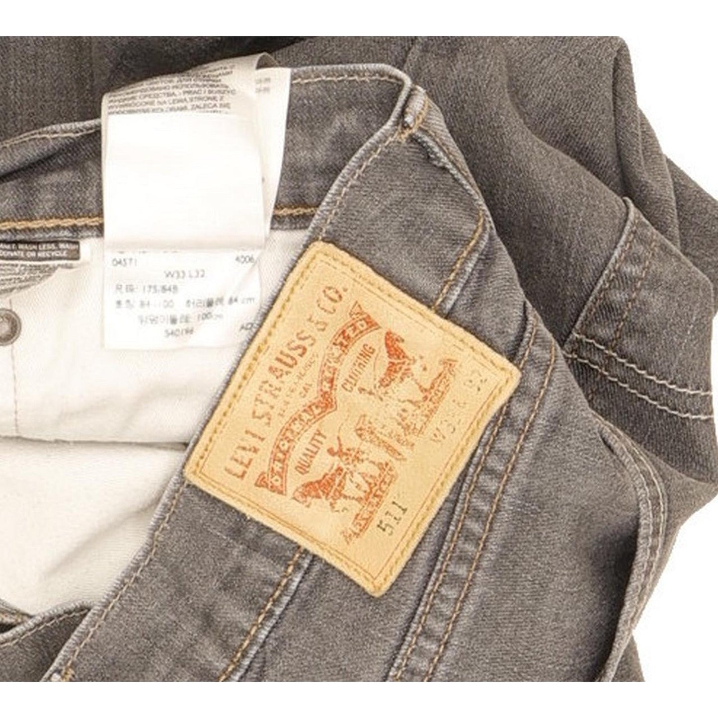 Levi's 511 Men Grey Skinny Slim Stretch Jeans W33 L31
