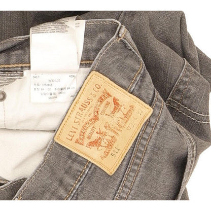 Levi's 511 Men Grey Skinny Slim Stretch Jeans W33 L31
