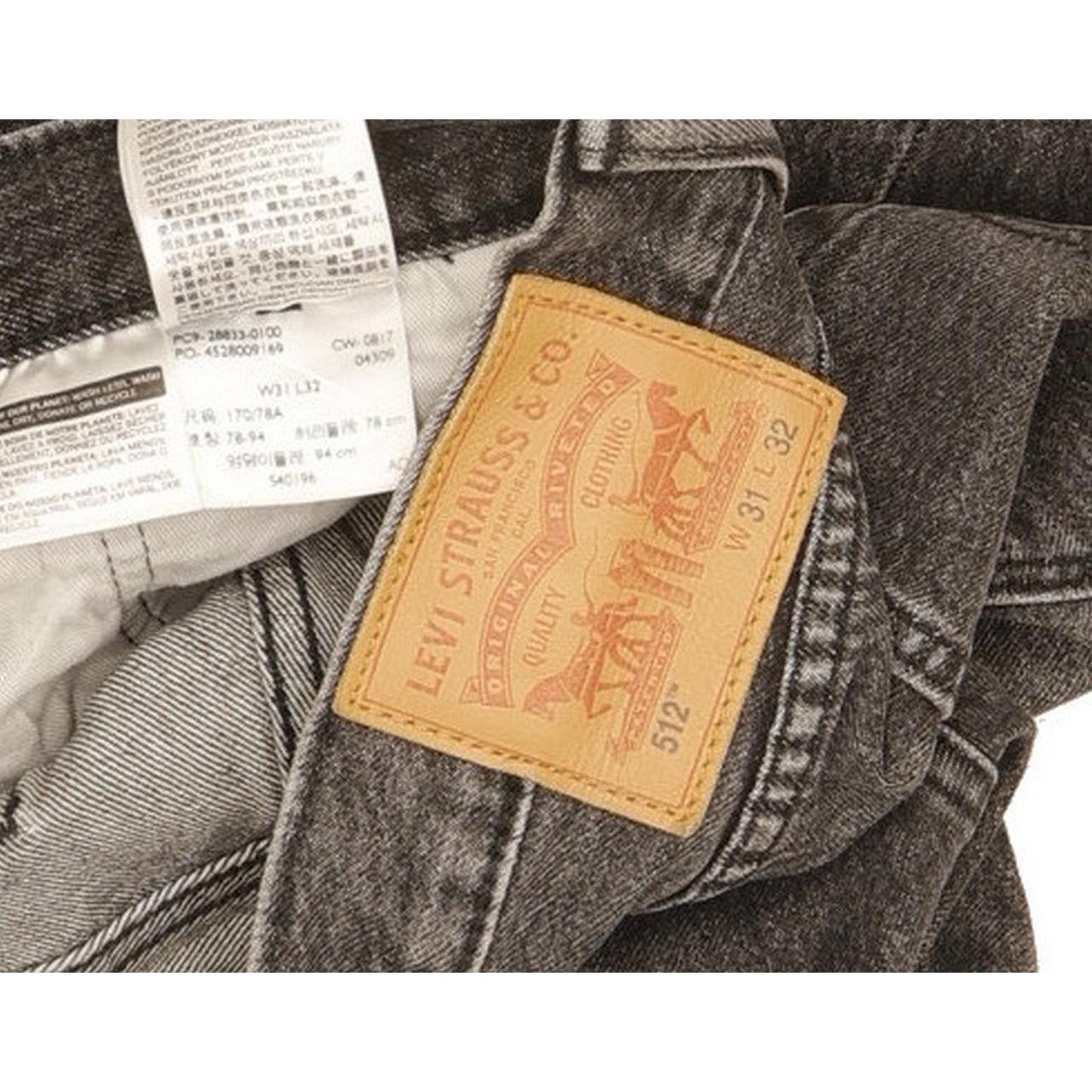Levi's 512 Men Black Tapered Slim Stretch Jeans W31 L31
