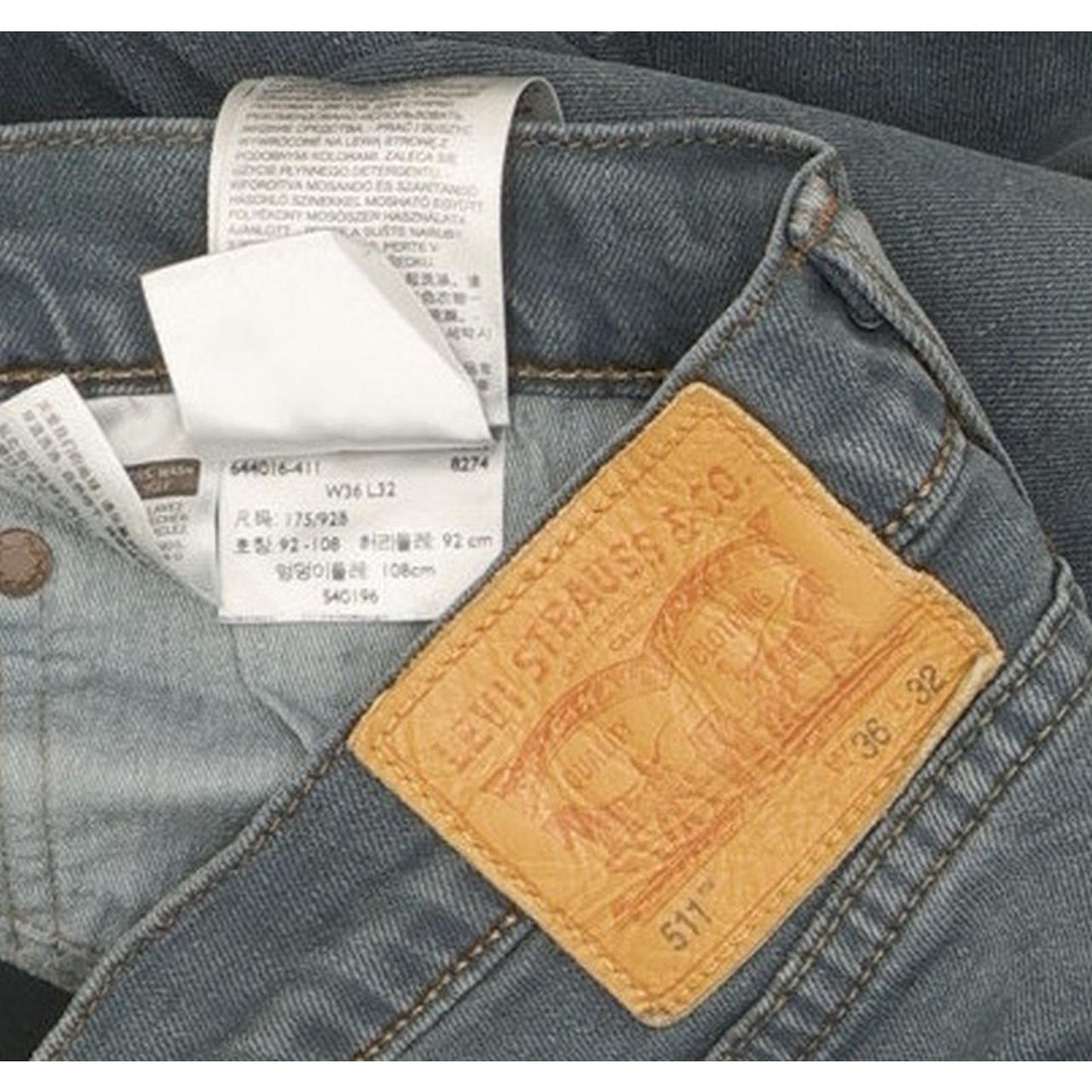 Levi's 511 Men Blue Straight Slim Stretch Jeans W36 L32